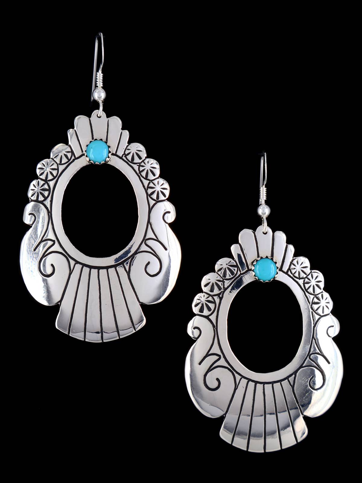 Navajo Sterling Silver and Turquoise Overlay Earrings