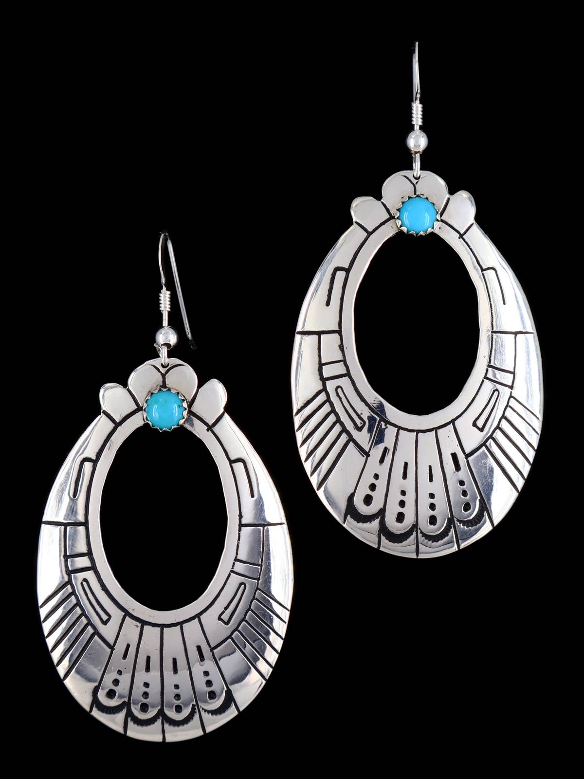 Navajo Sterling Silver and Turquoise Overlay Earrings