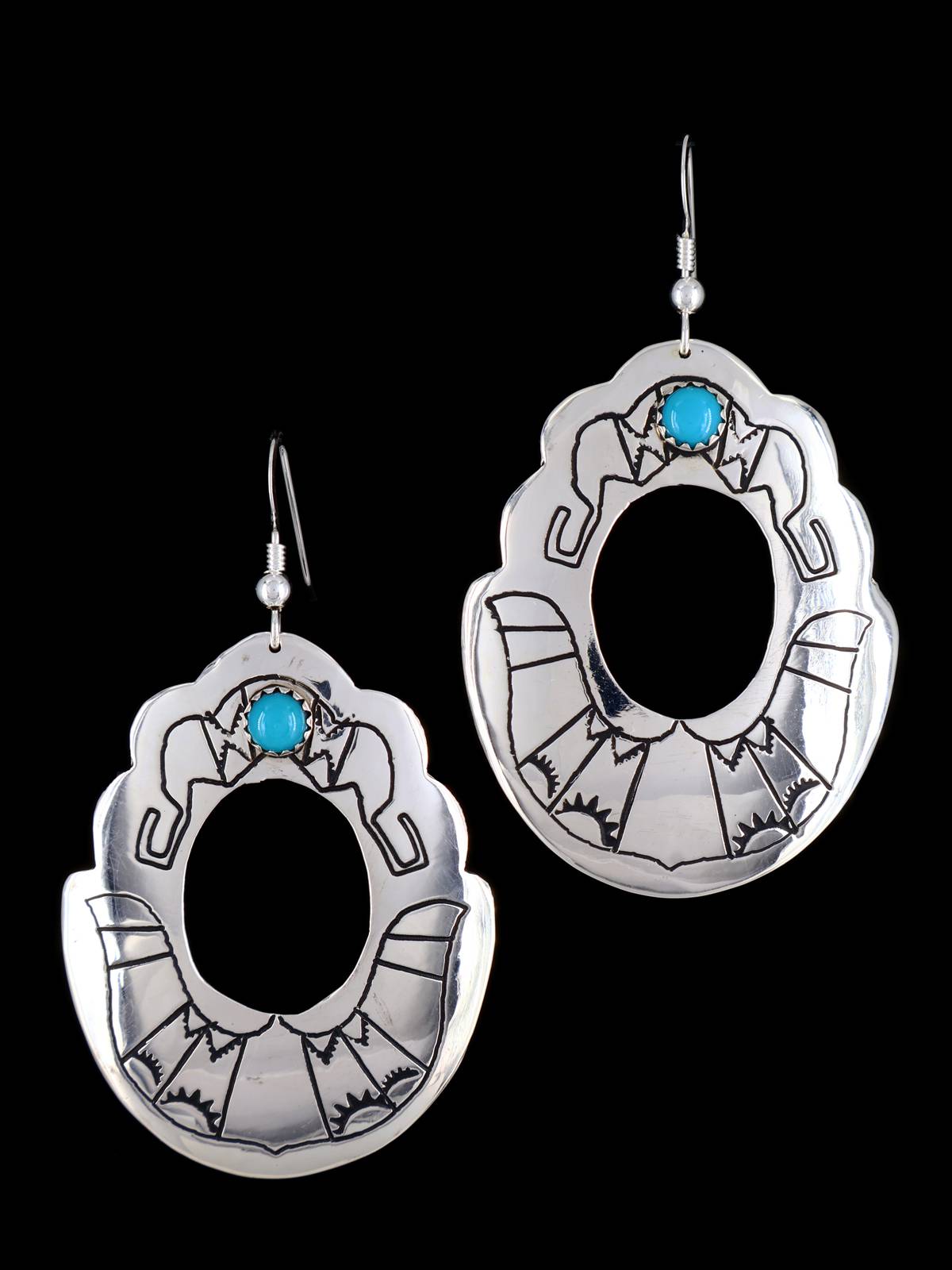 Navajo Sterling Silver and Turquoise Overlay Earrings