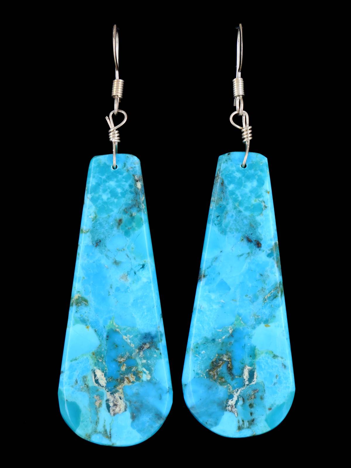 Boucles d’oreilles pendantes en dalle turquoise Navajo