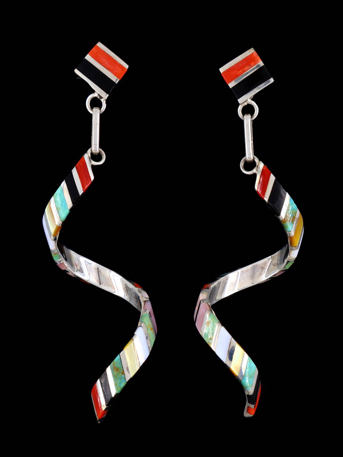 Zuni Sterling Silver Twisted Post Earrings - PuebloDirect.com