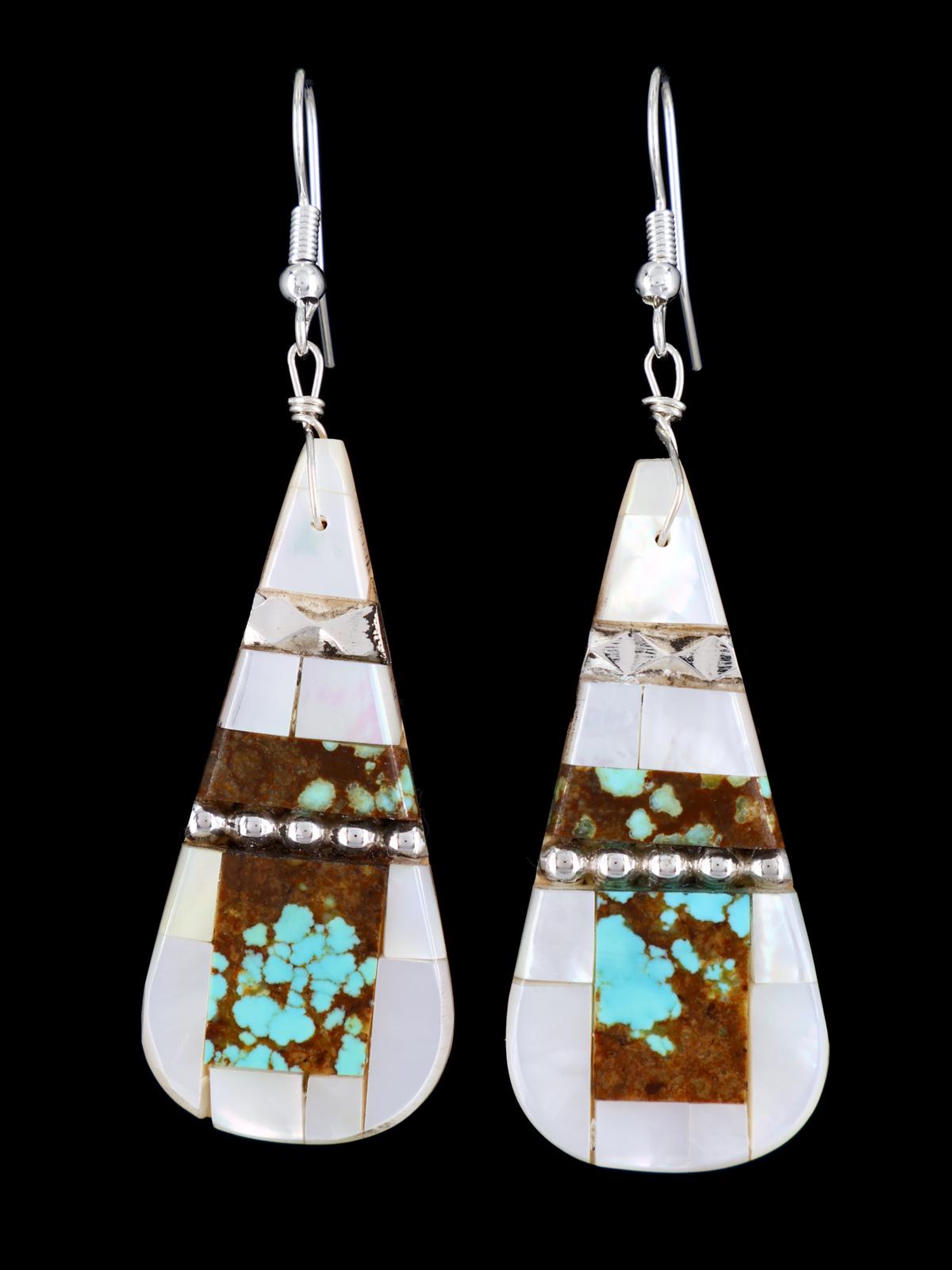 Santo Domingo Inlay Turquoise Mosaic Dangle Earrings