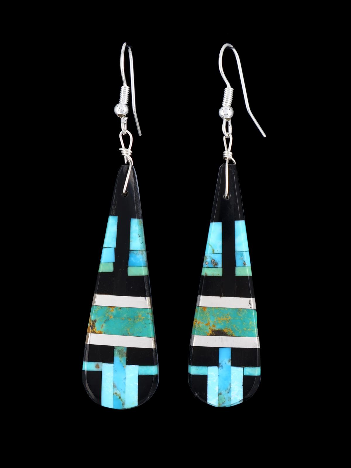 Santo Domingo Inlay Turquoise Mosaic Dangle Earrings