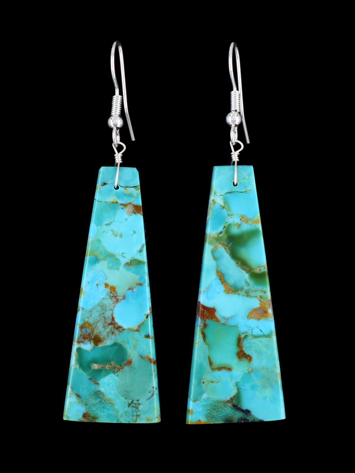Navajo Compressed Turquoise Slab Earrings