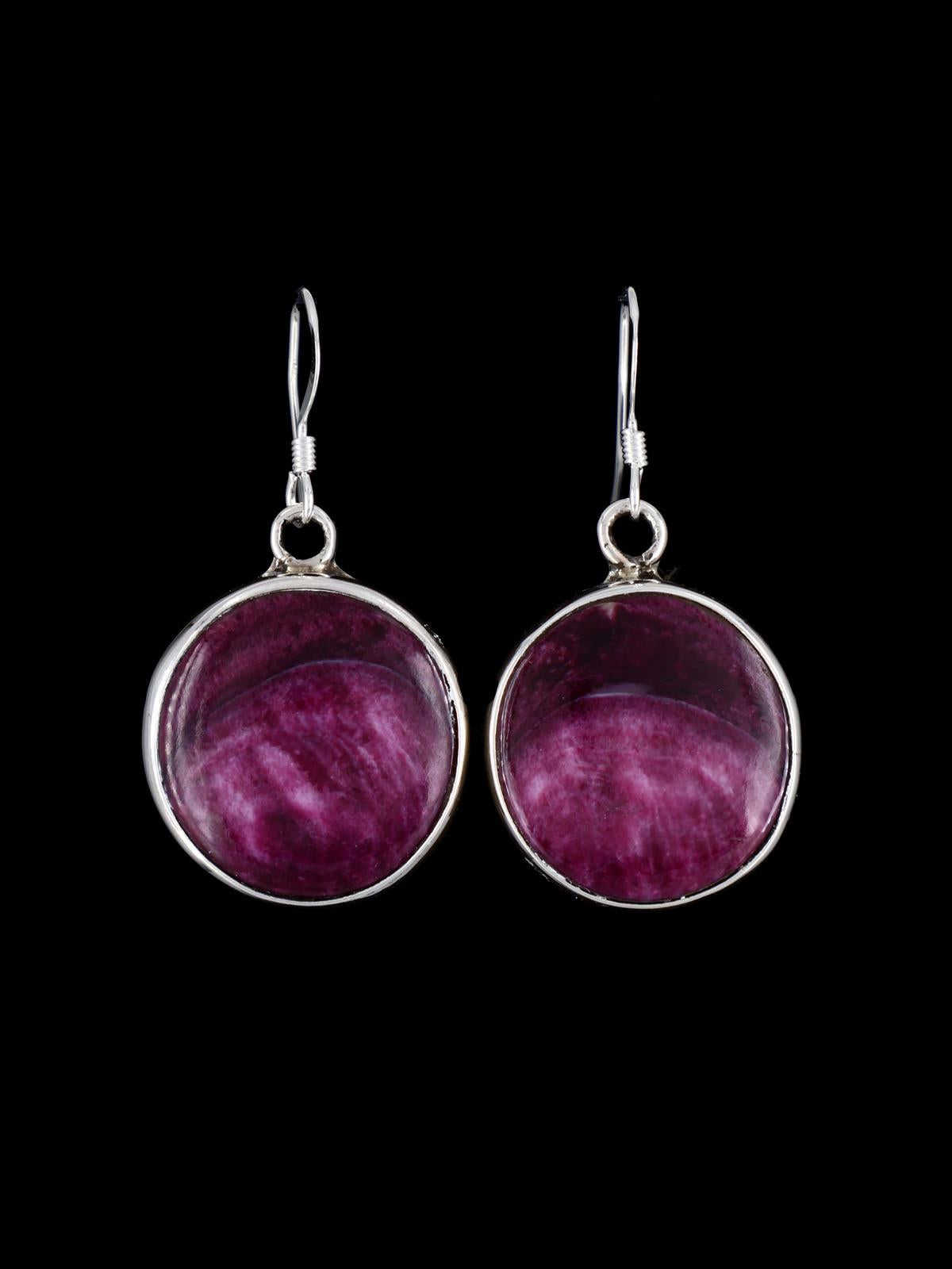 Navajo Spiny Oyster Sterling Silver Dangle Earrings