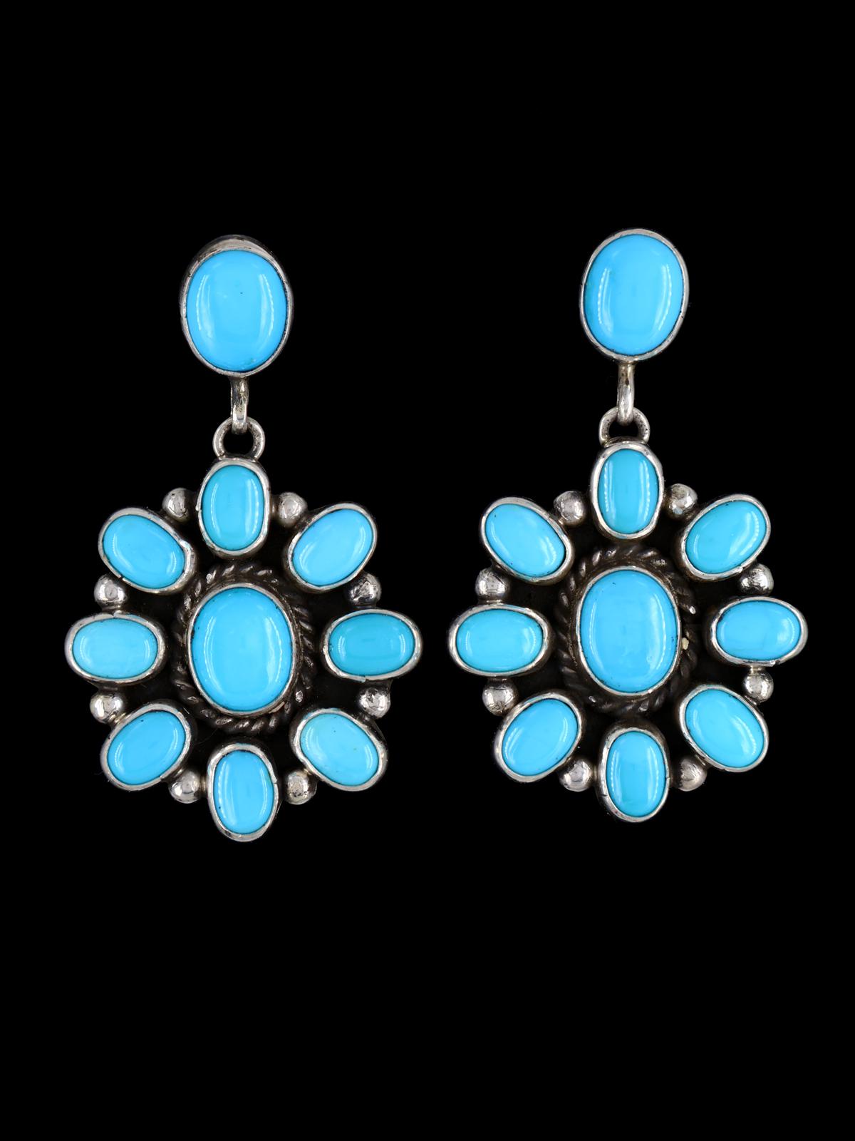 Sleeping Beauty Turquoise Navajo Sterling Silver Post Earrings - PuebloDirect.com