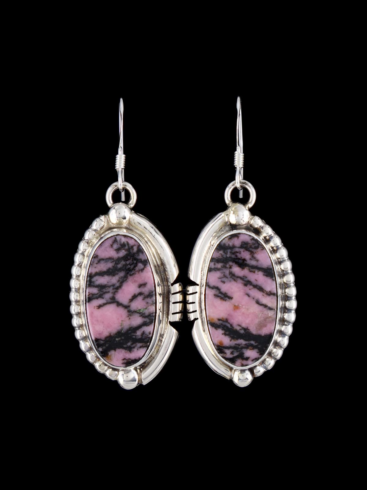 Navajo Rhodonite Sterling Silver Dangle Earrings