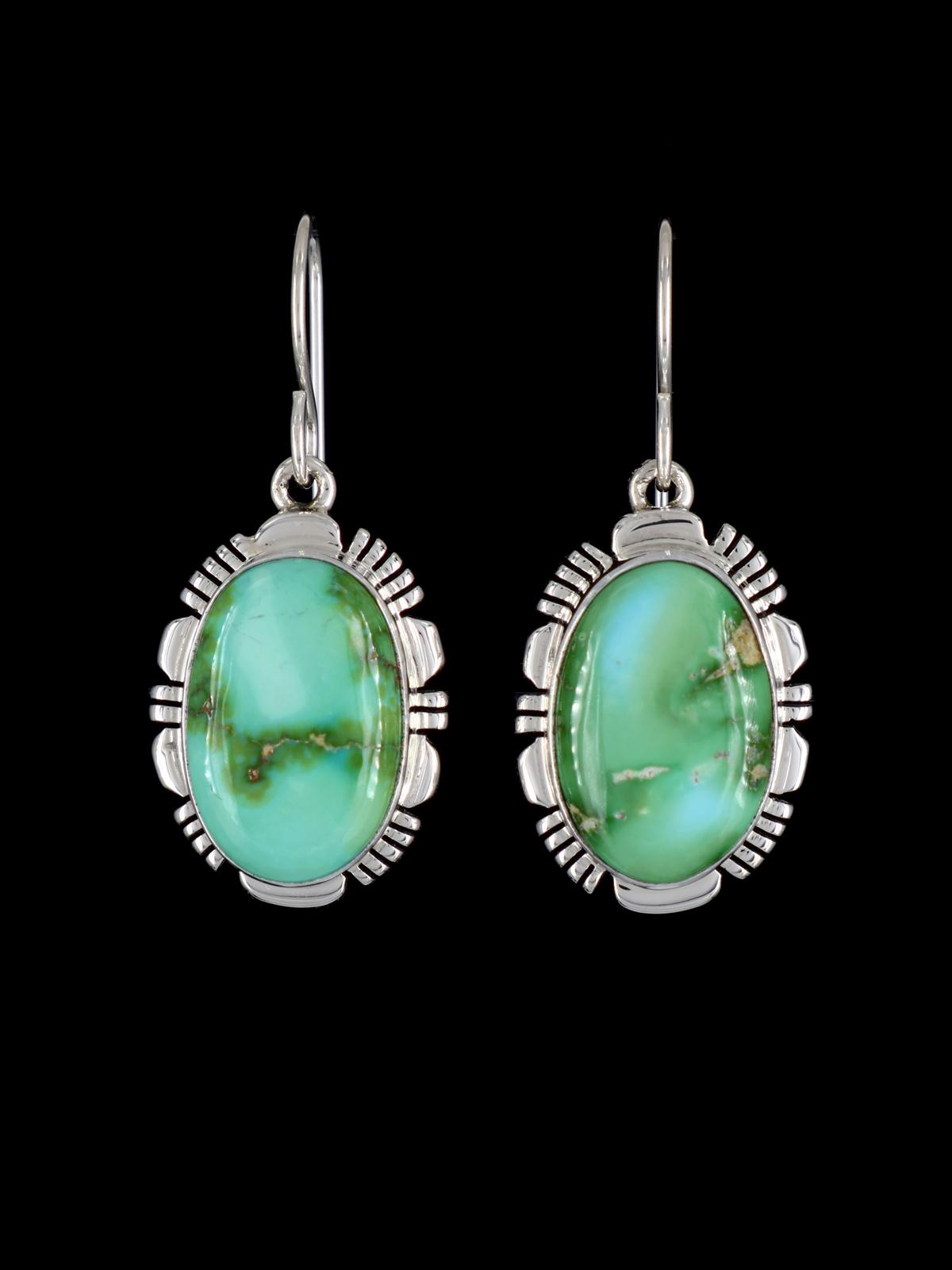 Navajo Sonoran Gold Turquoise Sterling Silver Dangle Earrings