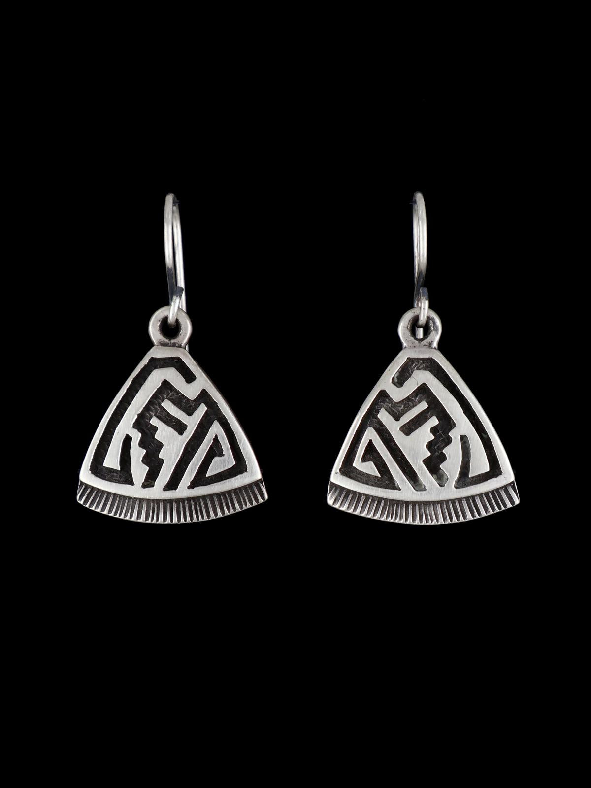 Native American Sterling Silver Overlay Dangle Earrings