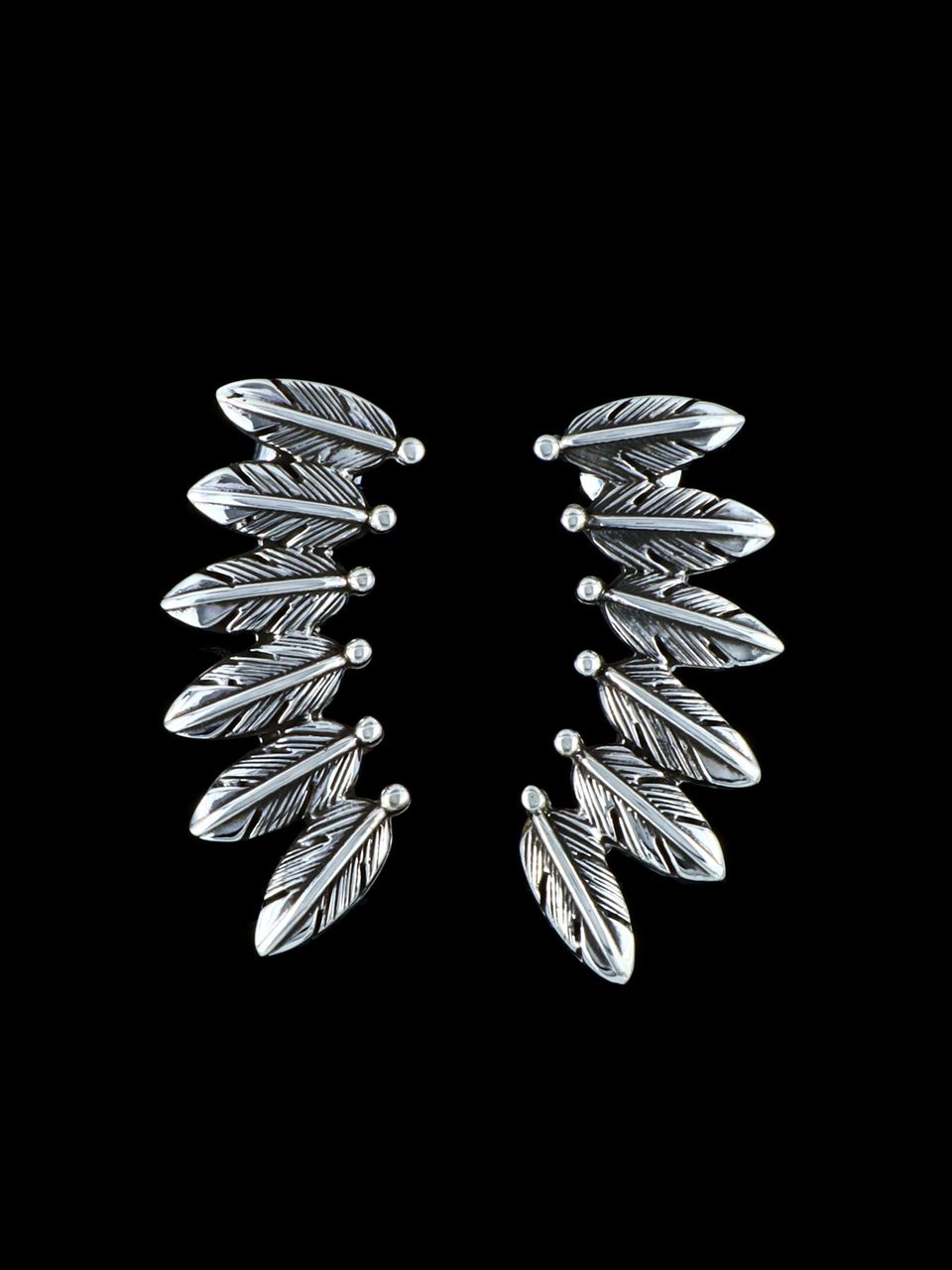 Navajo Sterling Silver Feather Post Earrings - PuebloDirect.com