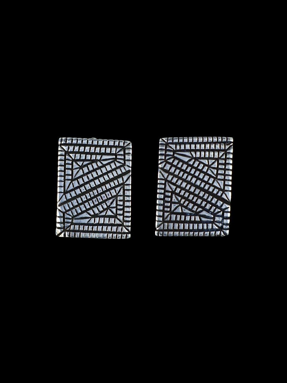 Navajo Jewelry Sterling Stamped Post Earrings - PuebloDirect.com