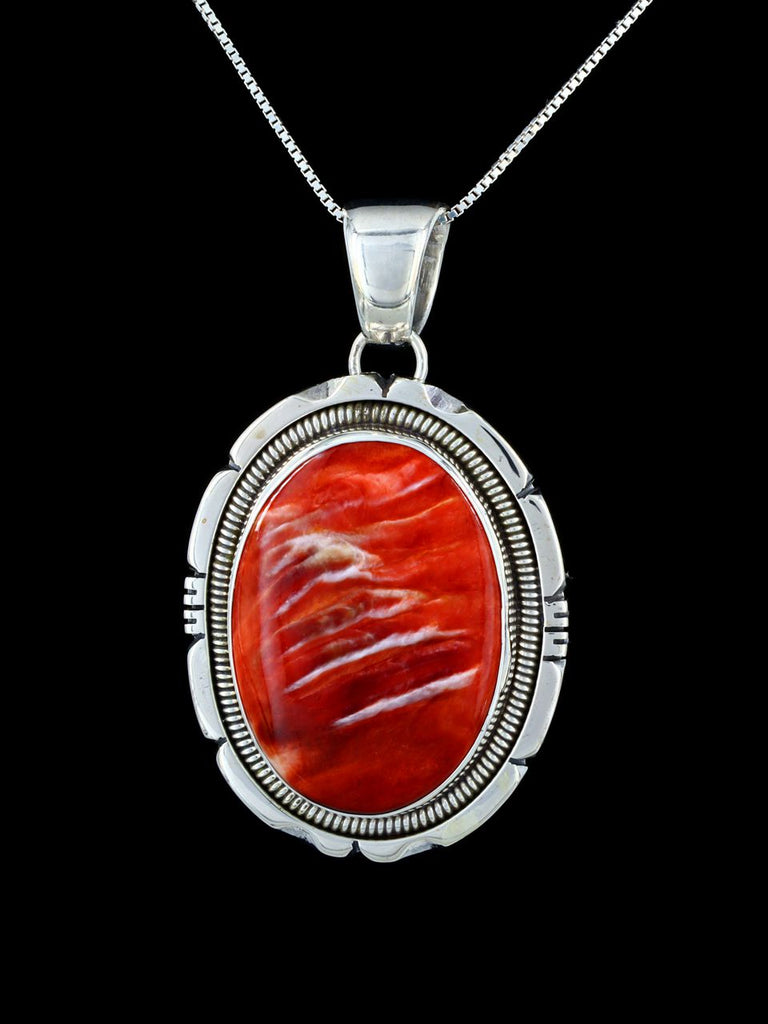 Native American Jewelry Sterling Silver Spiny Oyster Pendant - PuebloDirect.com