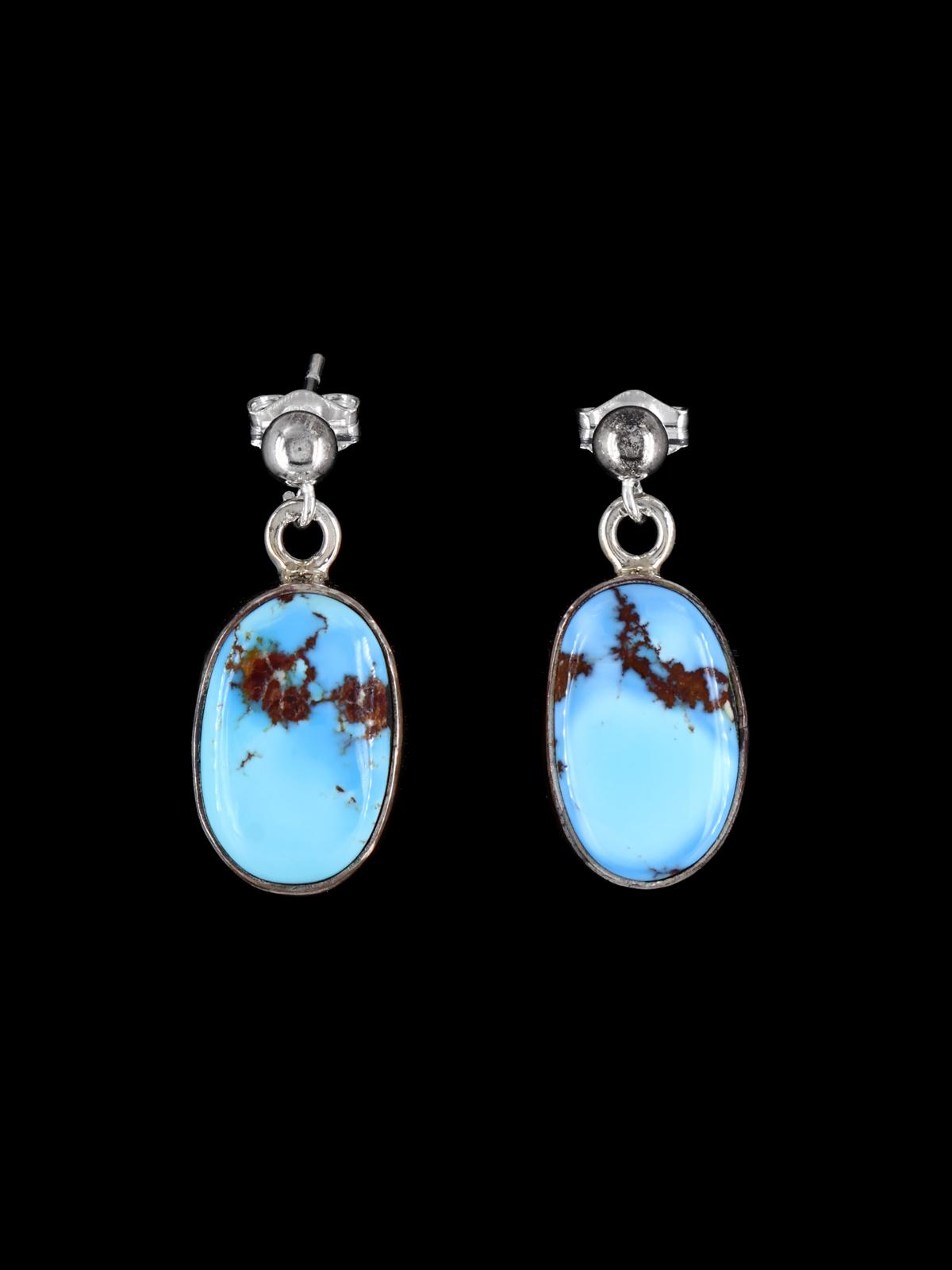 Pendientes colgantes de plata de ley Navajo Golden Hill con forma de turquesa