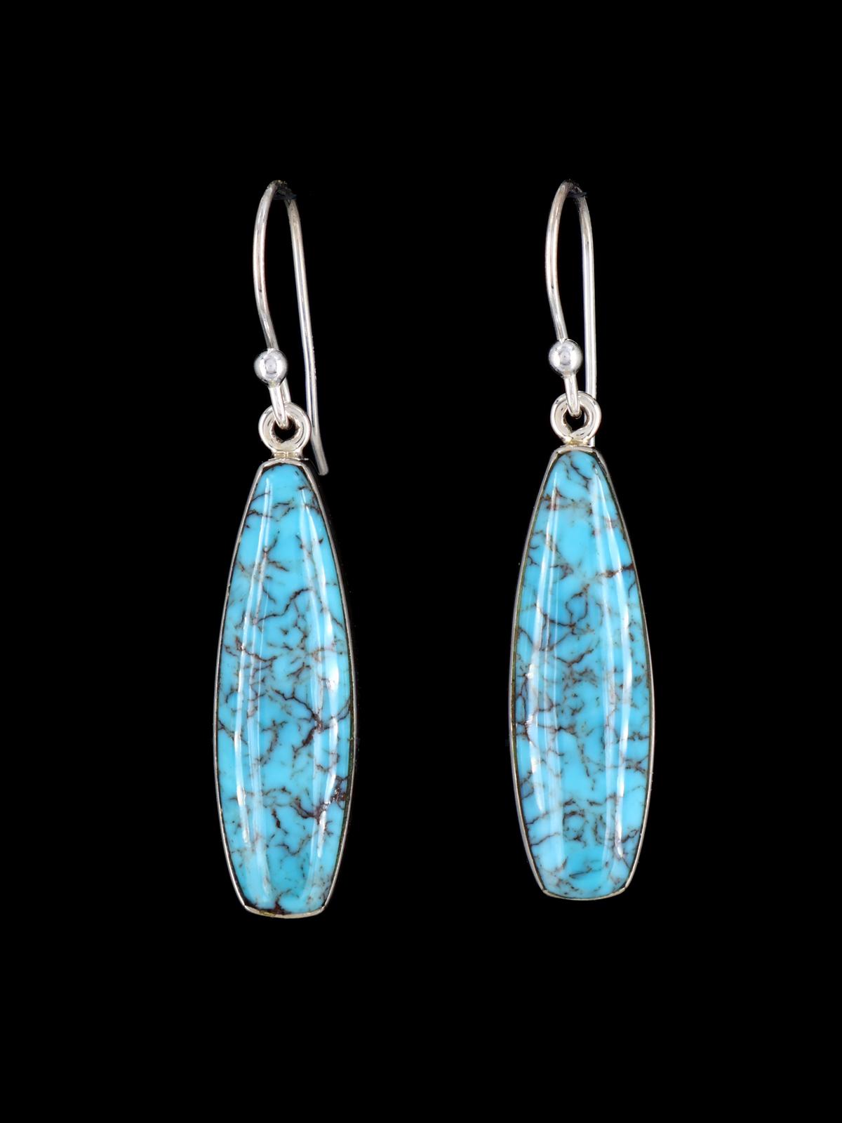 Navajo Sterling Silver Prince Mine Turquoise Dangle Earrings