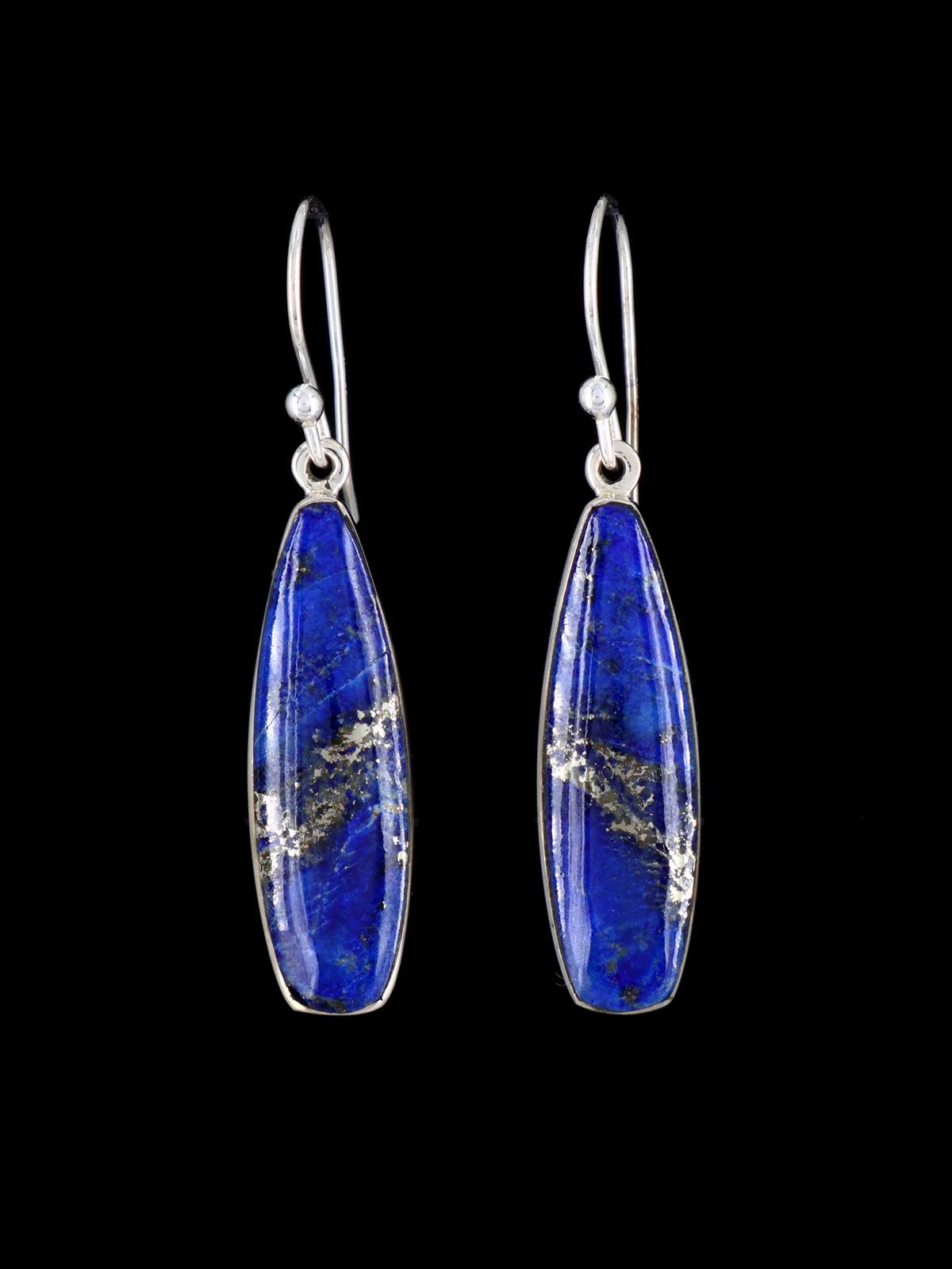 Navajo Sterling Silver Lapis Dangle Earrings