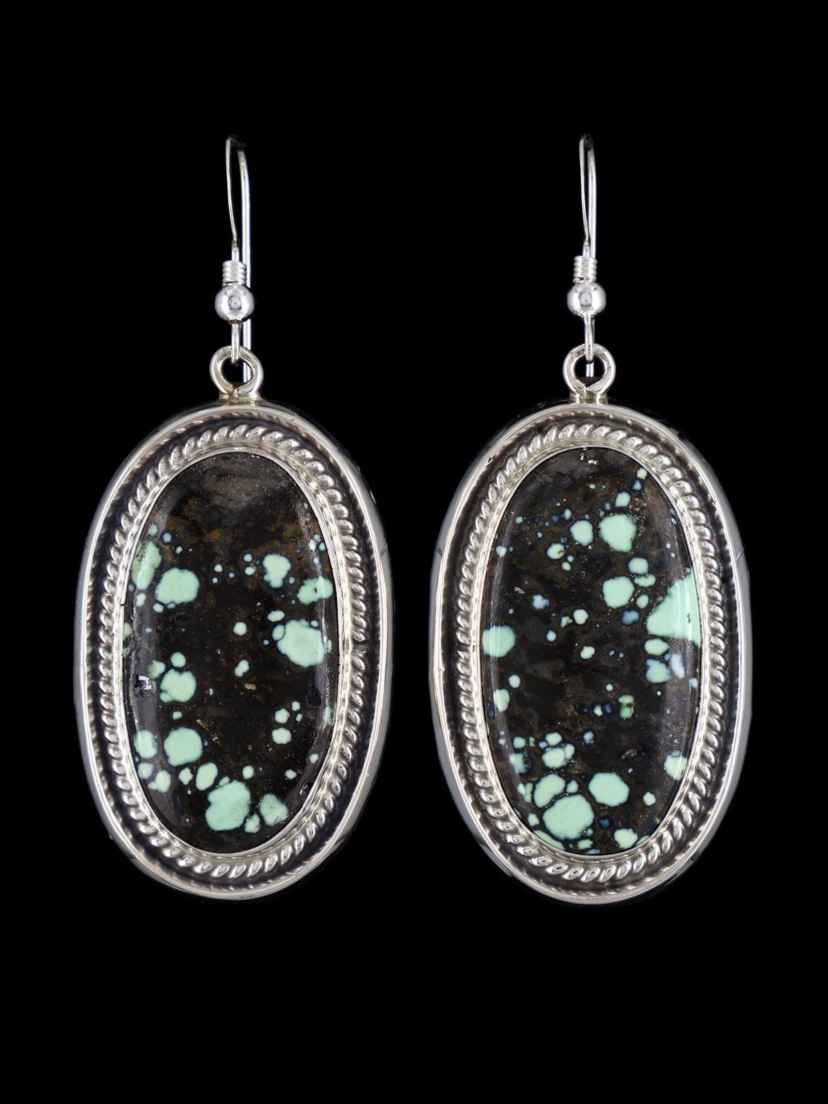 Pendientes colgantes de plata de ley Navajo Golden Hill turquesa