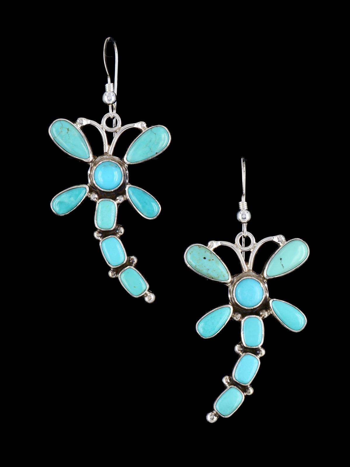 Pendientes colgantes de cruz turquesa de plata de ley navajo