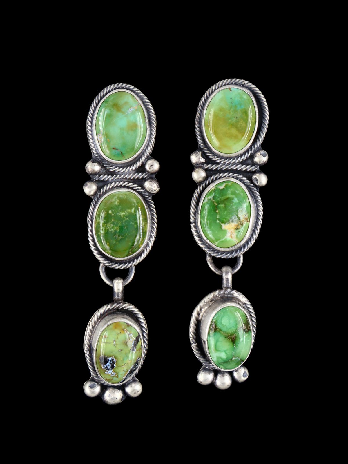 Navajo Sonoran Gold Turquoise Sterling Silver Post Earrings