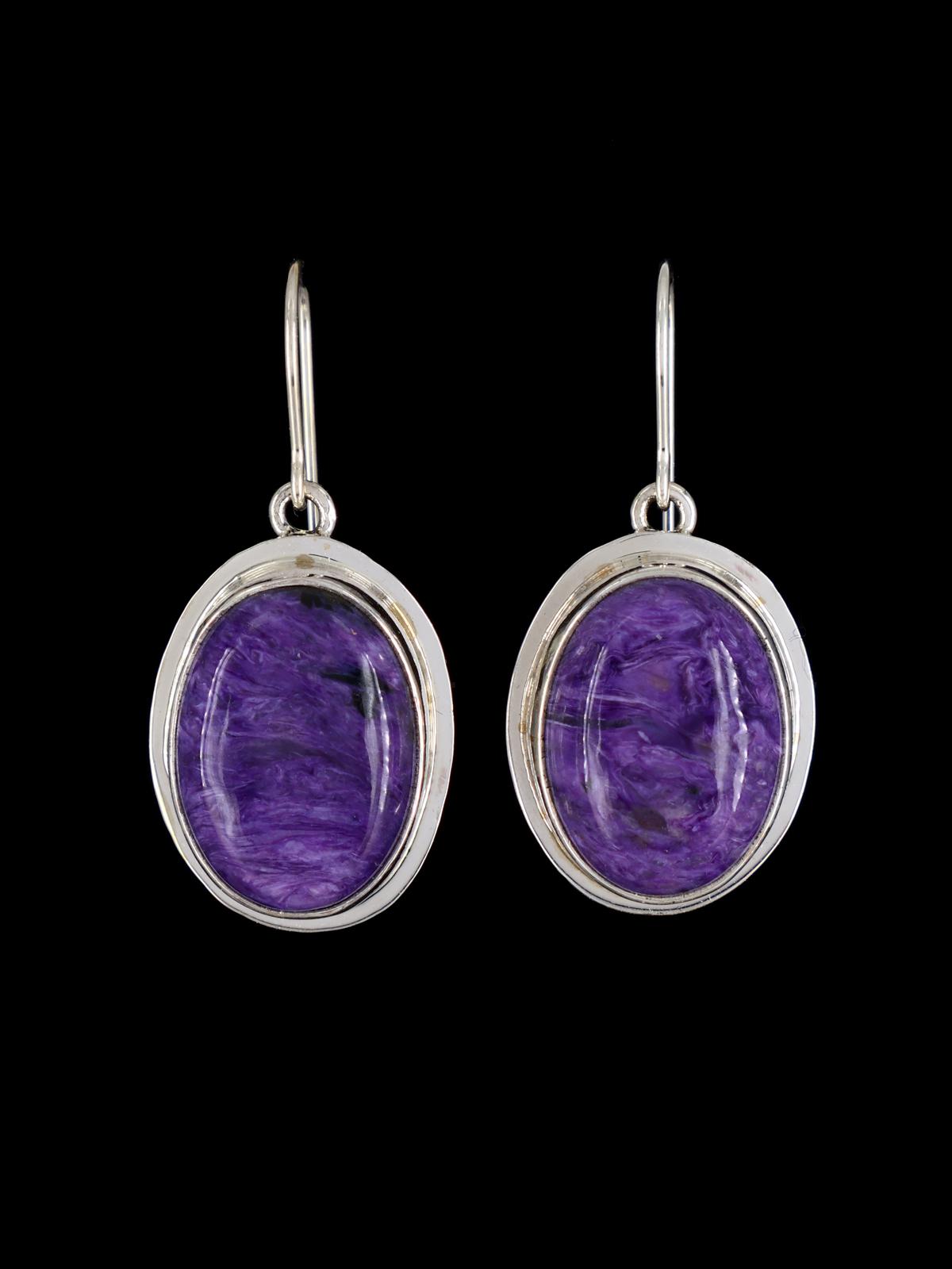 Navajo Sterling Silver Purple Charoite Dangle Earrings