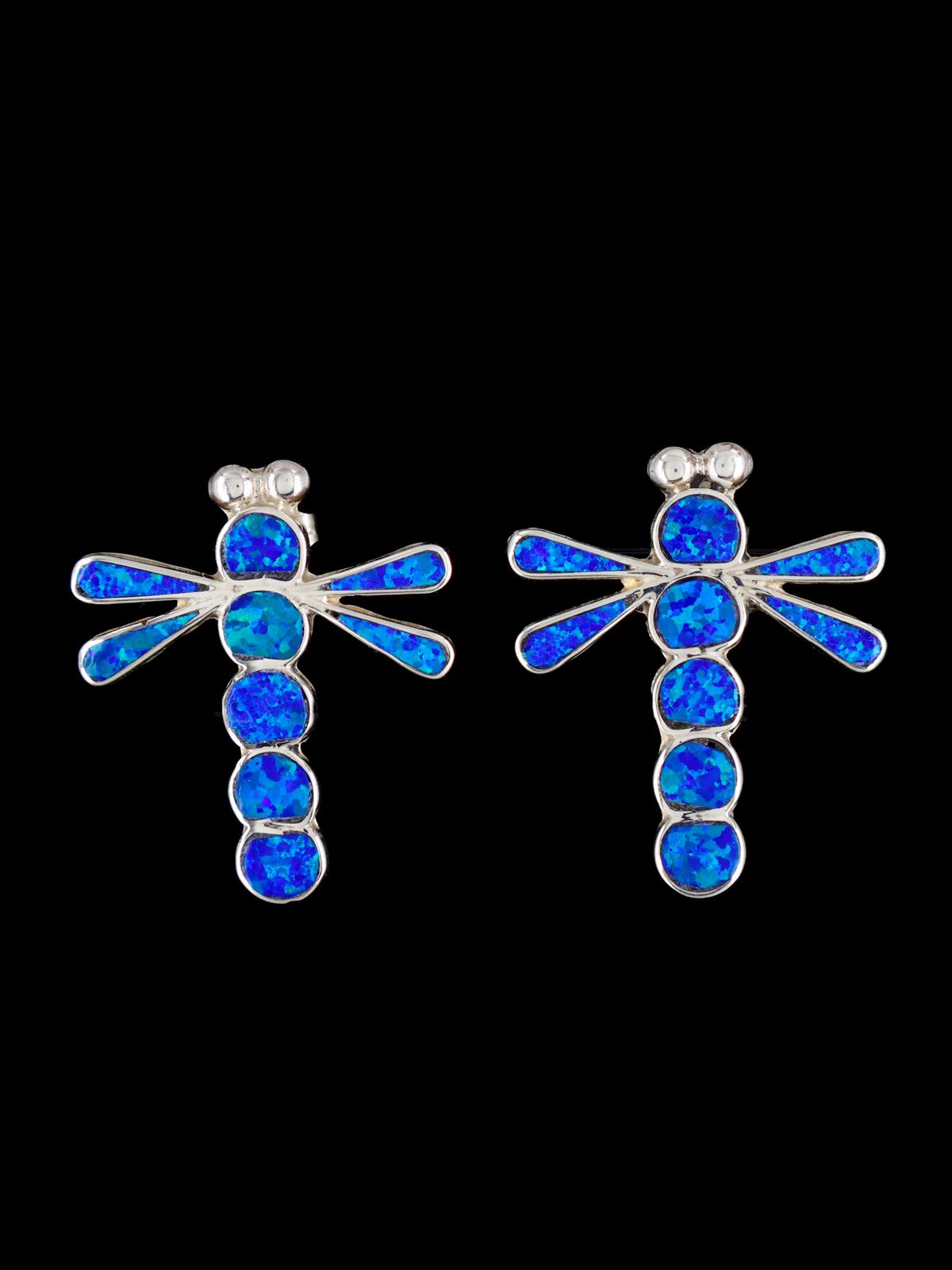 Zuni Opalite Inlay Dragonfly Post Earrings