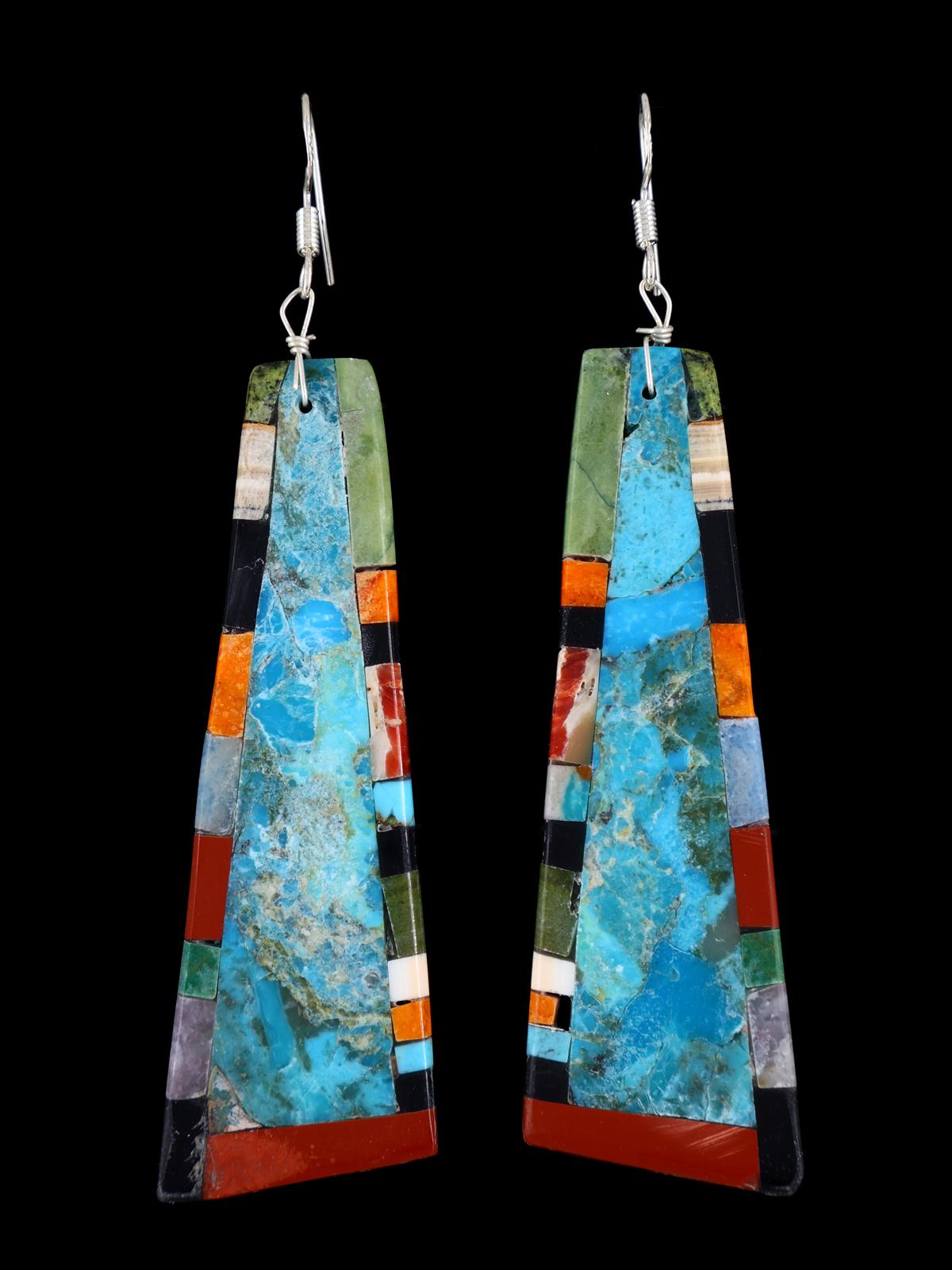 Pendientes colgantes de mosaico con incrustaciones de Santo Domingo