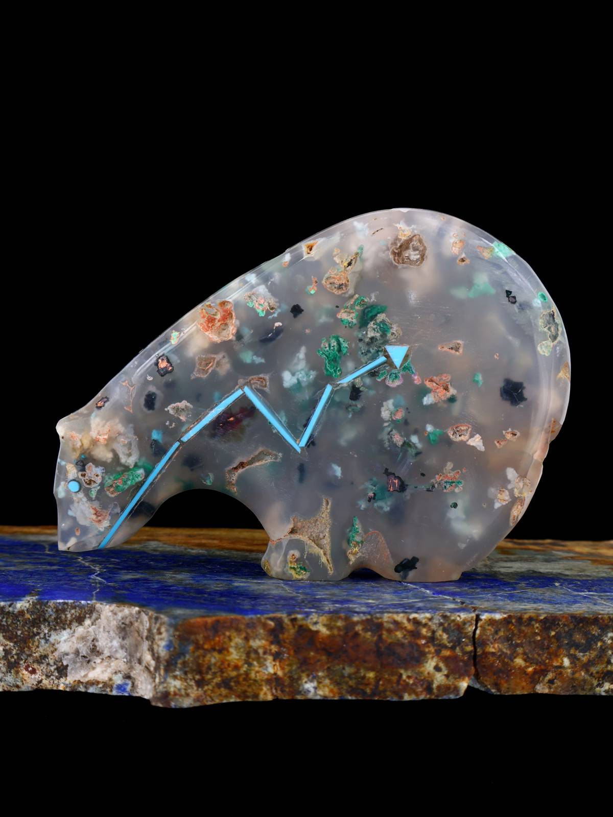 Confetti Chrysocolla Medicine Bear Zuni Fetish