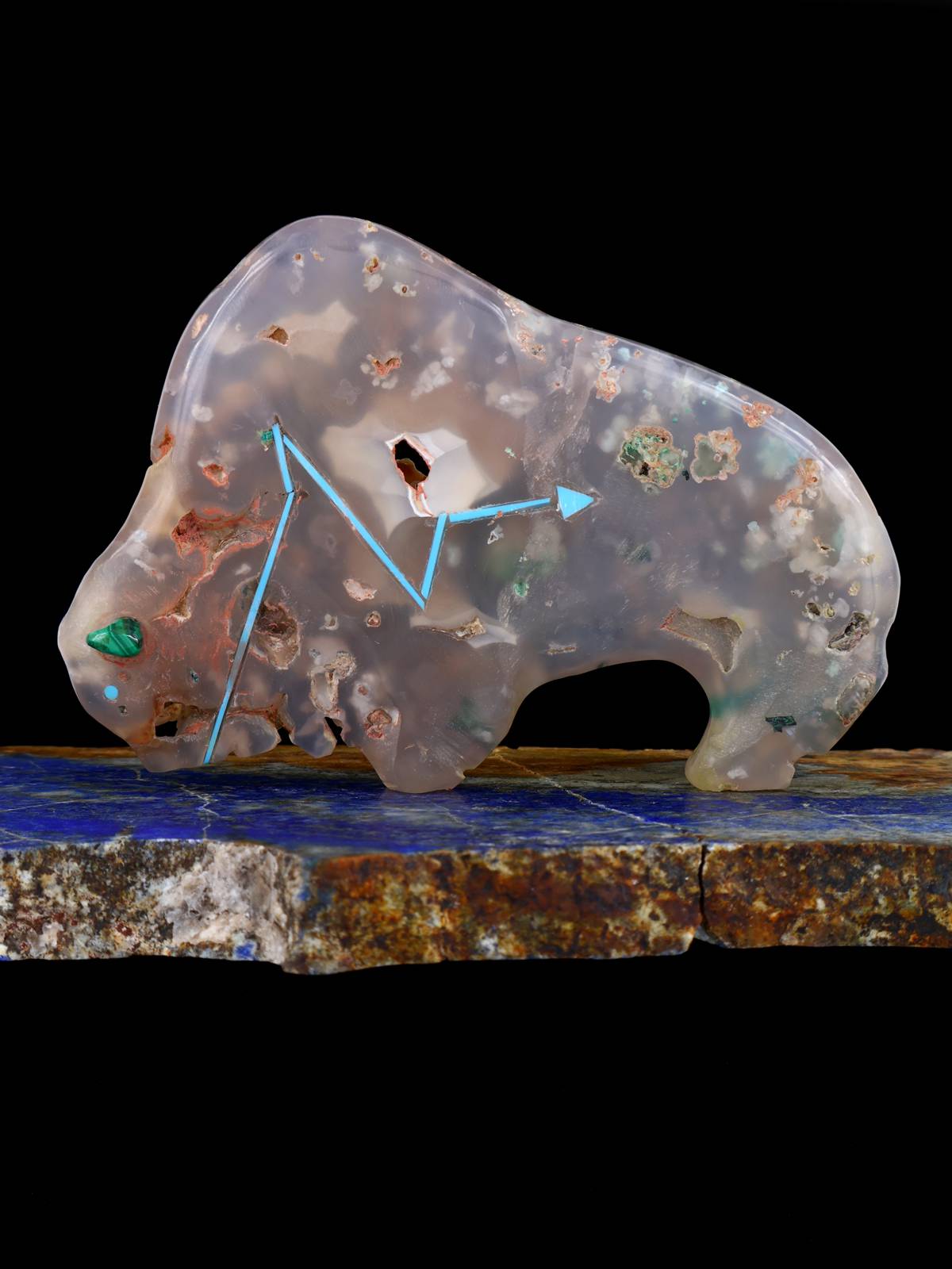 Confetti Chrysocolla Bison Zuni Fetish