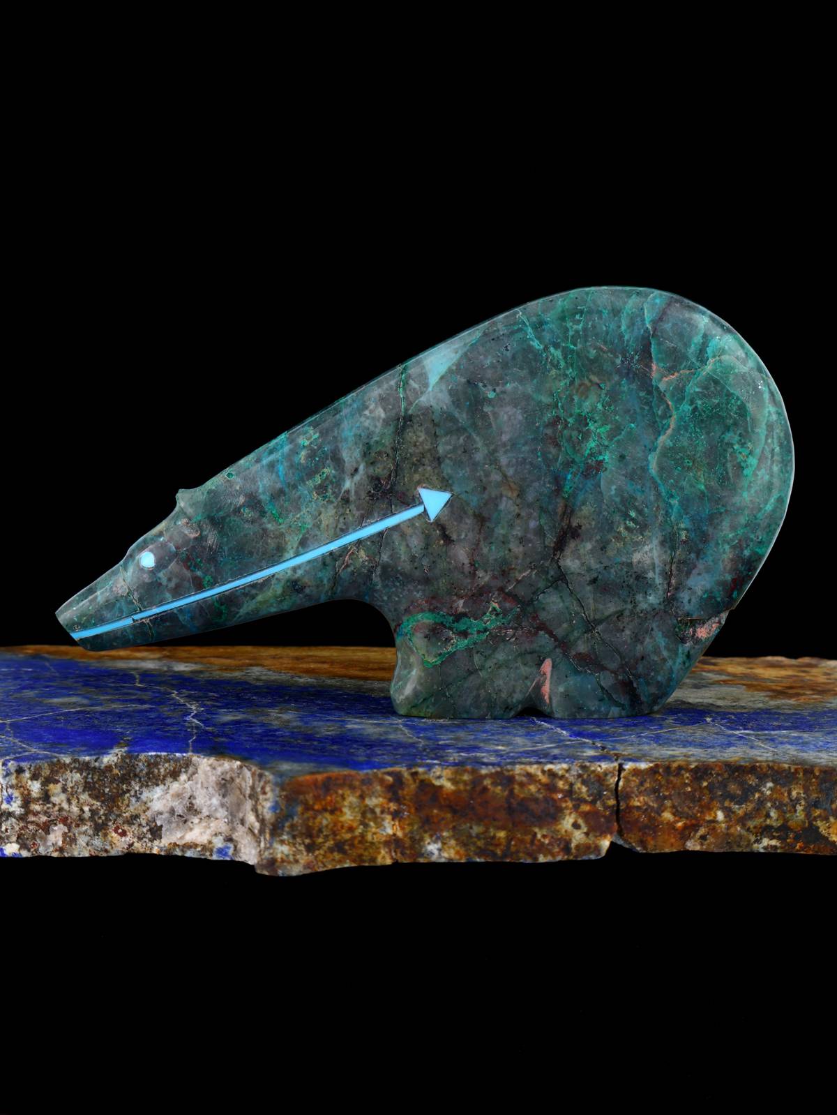 Spiderweb Chrysocolla Medicine Bear Zuni Fetish