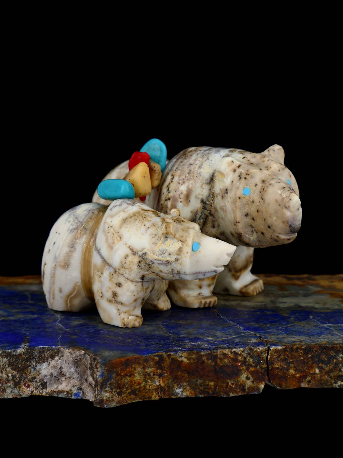 Serpentine Double Bear Zuni Fetish