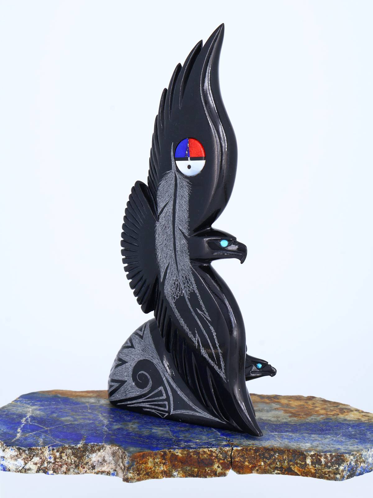 Large Black Marble Eagle Zuni Fetish