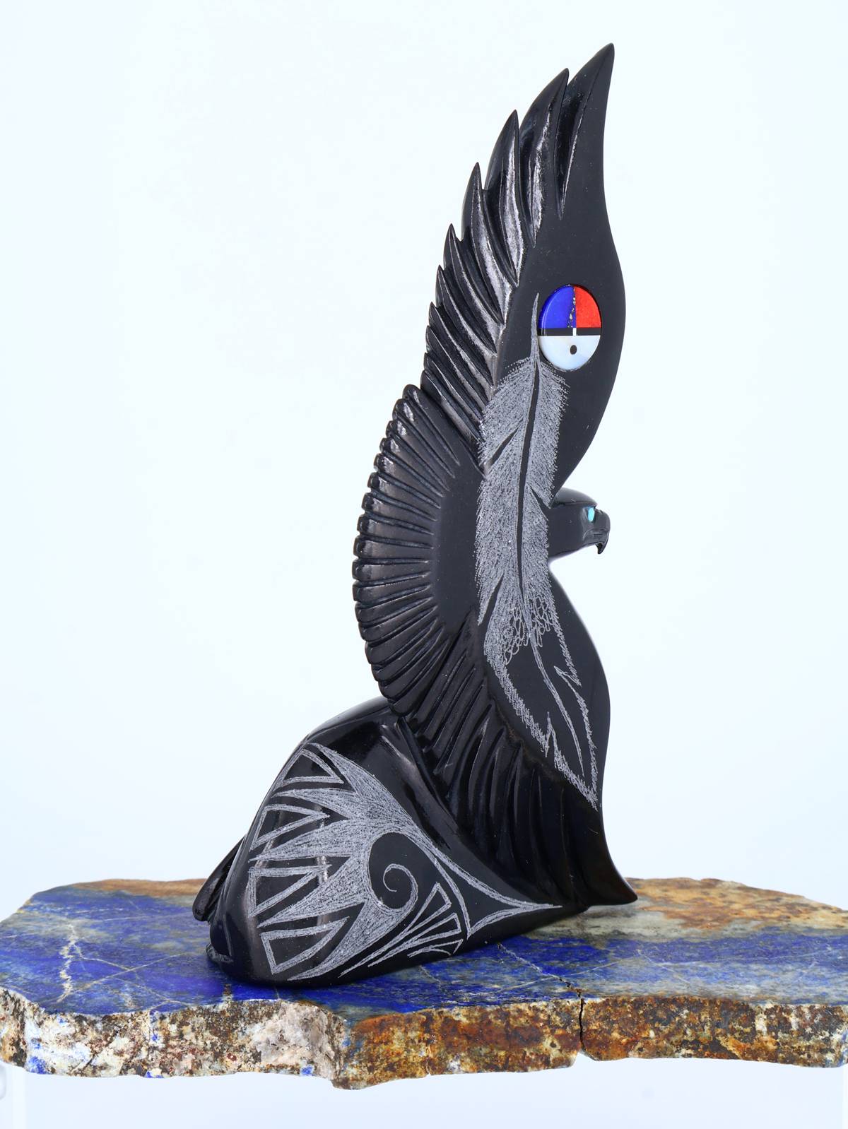 Large Black Marble Eagle Zuni Fetish