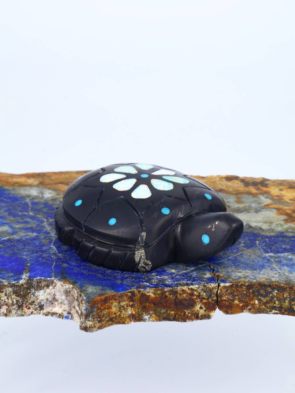 Black Marble Turtle Zuni Fetish