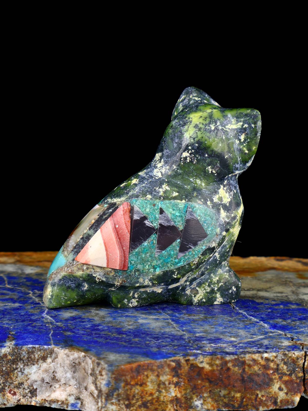Serpentine Owl Zuni Fetish Carving