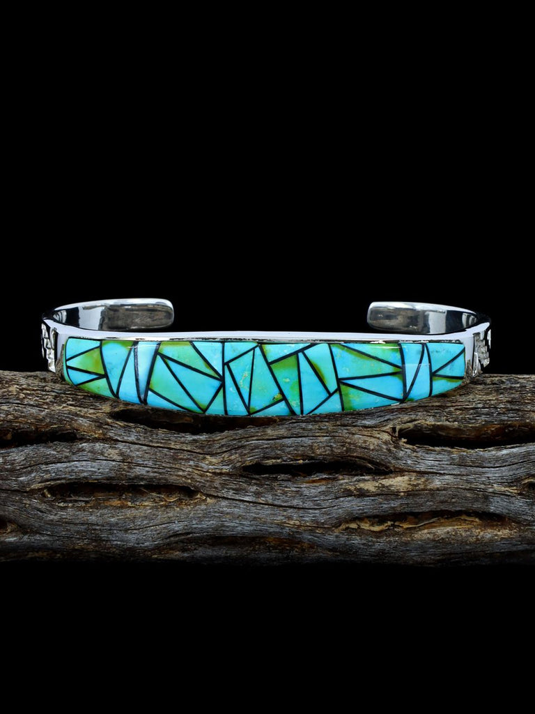Native American Jewelry Turquoise Mosaic Inlay Cuff Bracelet - PuebloDirect.com