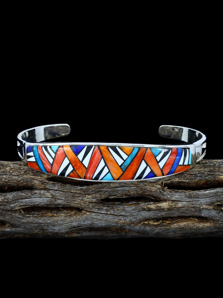 Native American Jewelry Multistone Inlay Cuff Bracelet - PuebloDirect.com