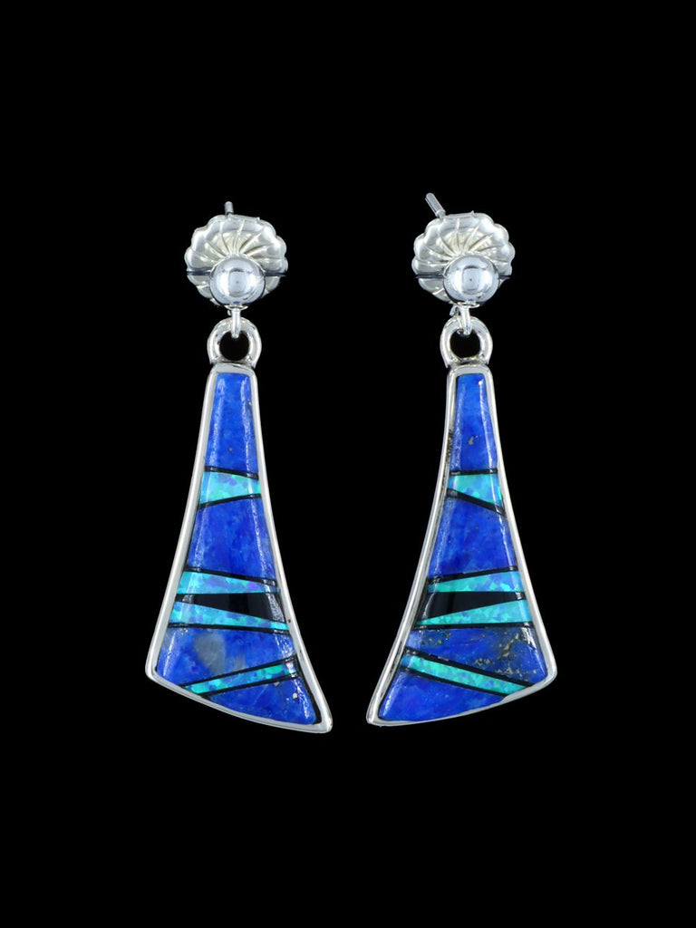 Native American Inlay Lapis and Opalite Earrings - PuebloDirect.com