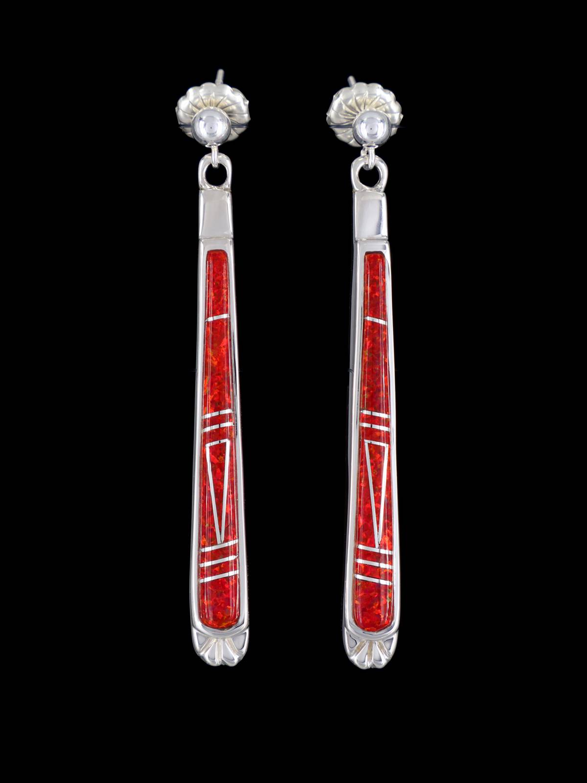 Native American Opal Inlay Post Earrings - PuebloDirect.com