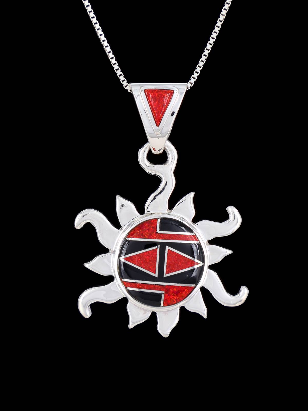 Native American Opalite Inlay Sun Pendant - PuebloDirect.com