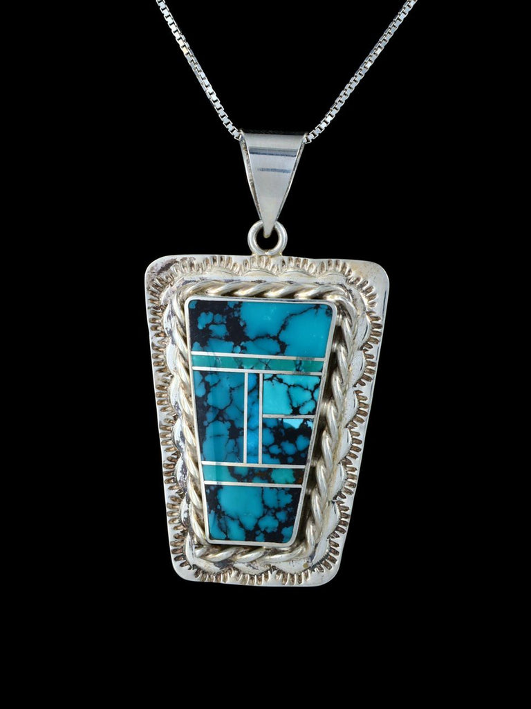 Native American Jewelry Turquoise Inlay Pendant - PuebloDirect.com