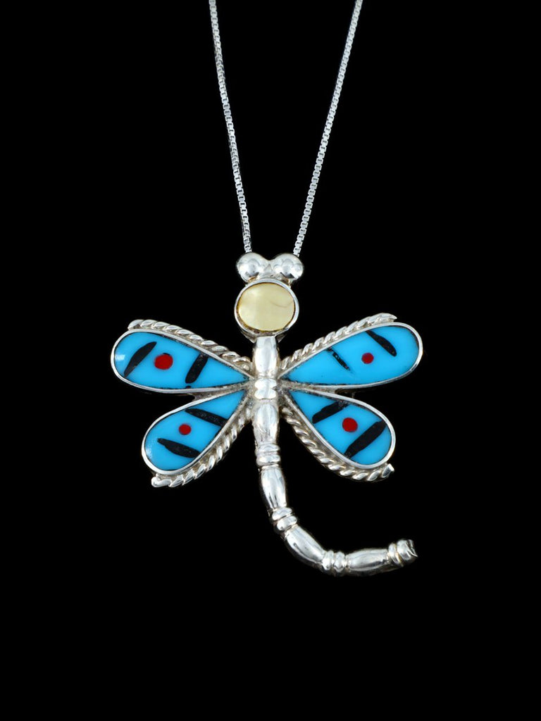 Native American Zuni Inlay Dragonfly Pin/Pendant - PuebloDirect.com