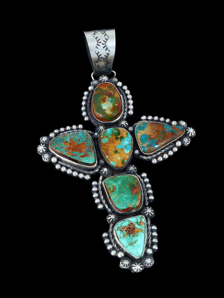 Native American Jewelry Natural Royston Turquoise Cross Pendant - PuebloDirect.com
