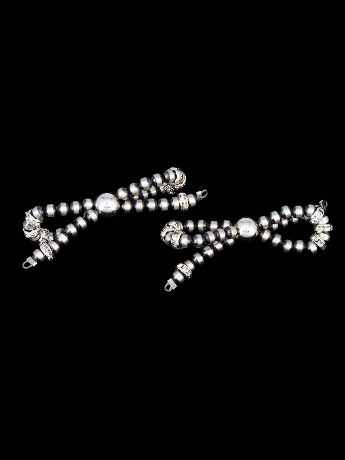 Navajo Sterling Silver Beaded Bows Post Earrings - PuebloDirect.com