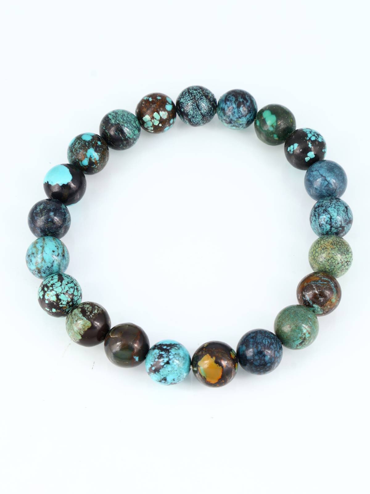 Navajo Cloud Mountain Turquoise Stretch Bracelet - PuebloDirect.com