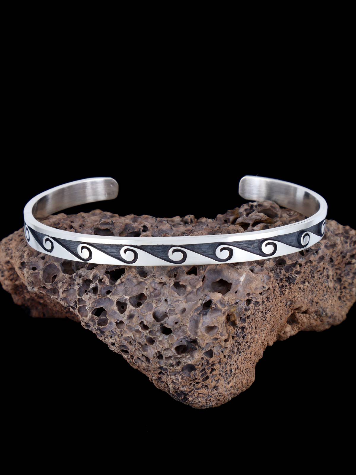 Native American Sterling Silver Hopi Overlay Cuff Bracelet - PuebloDirect.com