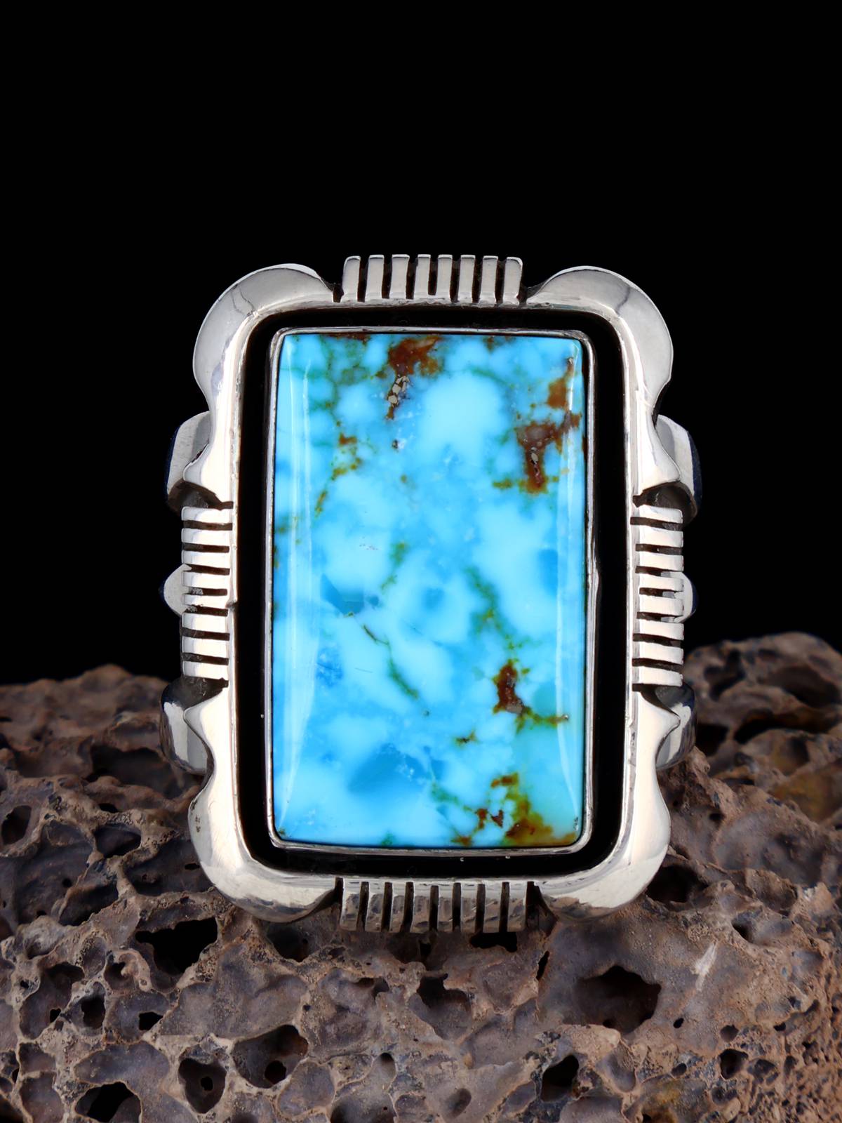 Native American Kingman Turquoise Ring, Size 14 1/4 - PuebloDirect.com