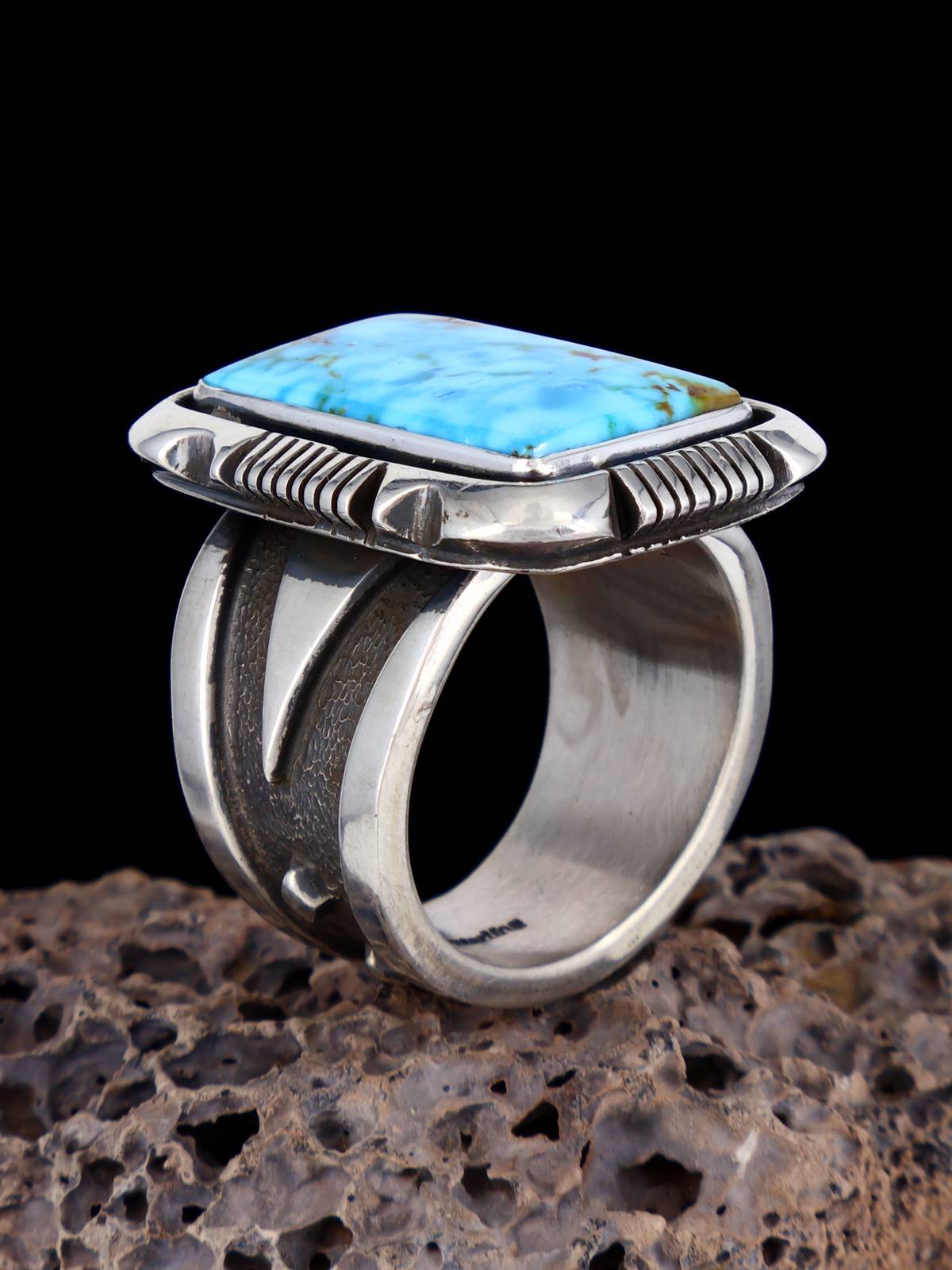 Native American Kingman Turquoise Ring, Size 14 1/4 - PuebloDirect.com