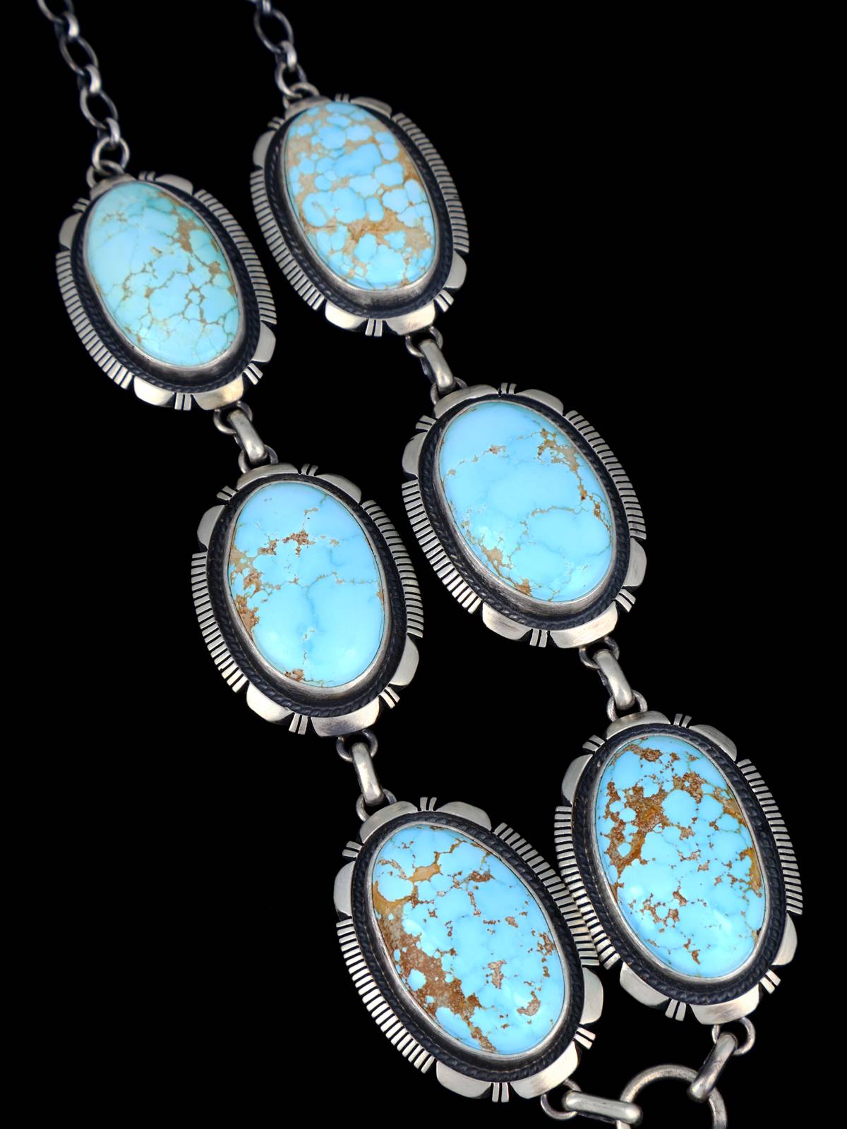 Natural Number 8 Mine Turquoise Sterling Silver Lariat Necklace Set - PuebloDirect.com