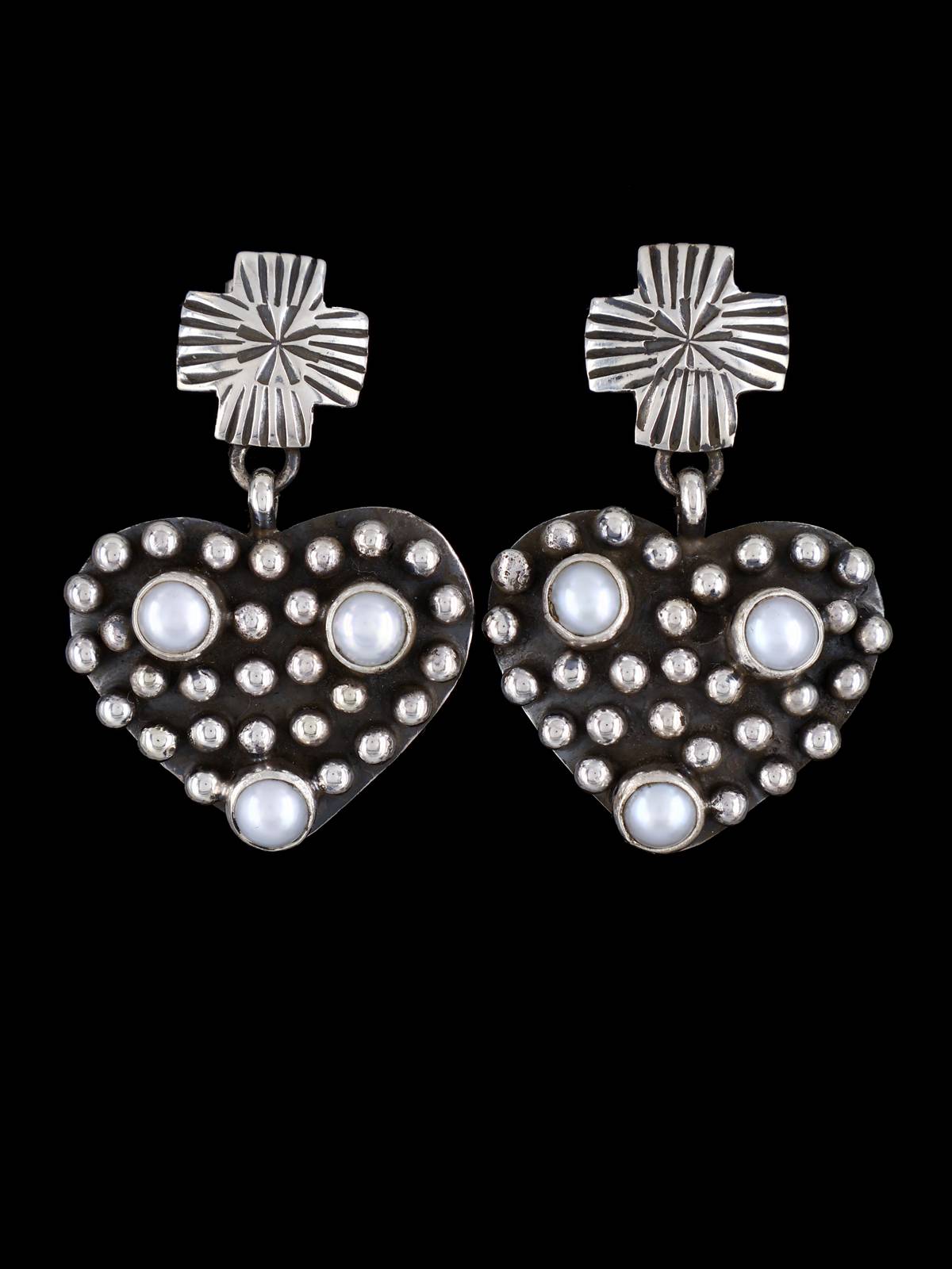 Native American Jewelry Pearl Droplet Post Earrings - PuebloDirect.com