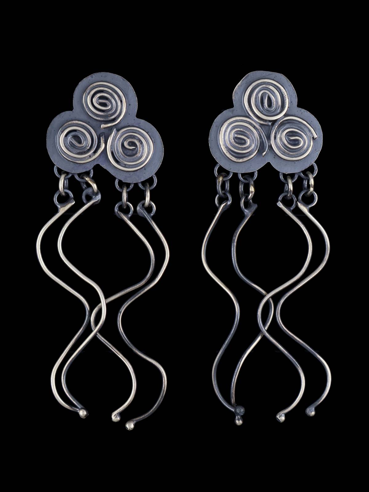 Native American Sterling Silver Rain Cloud Post Earrings - PuebloDirect.com