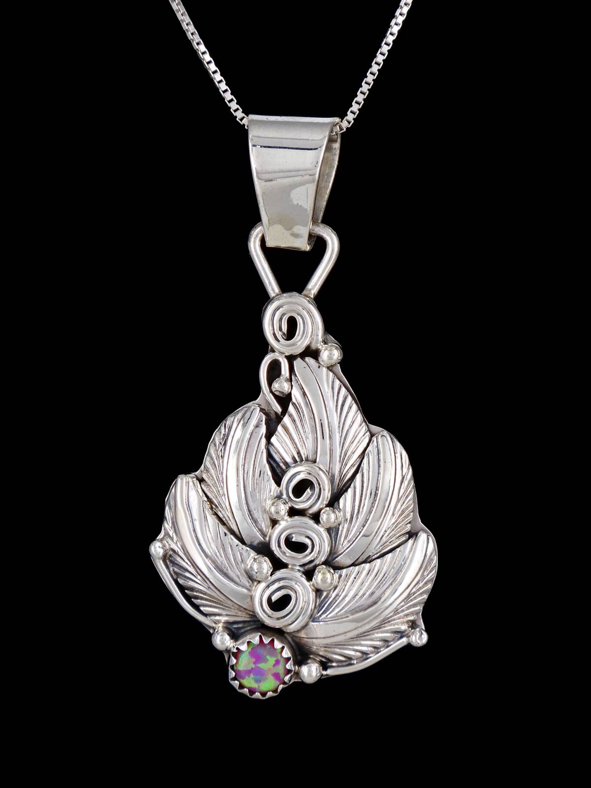 Navajo Sterling Silver Sculpted Opalite Pendant - PuebloDirect.com